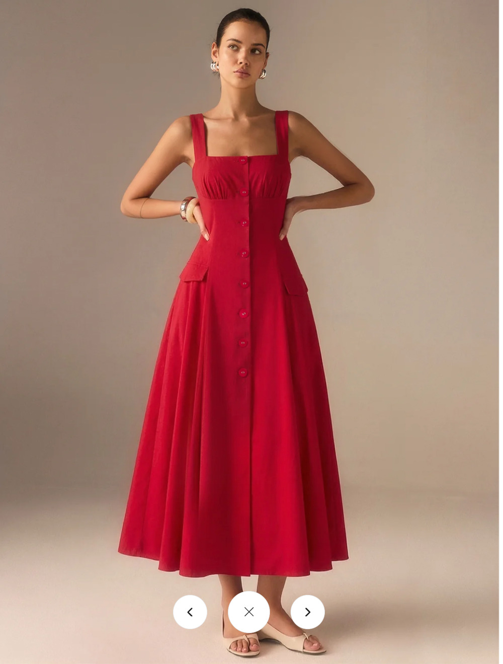NWT Commense Cotton Blend Button-Front Maxi Dress Sz M